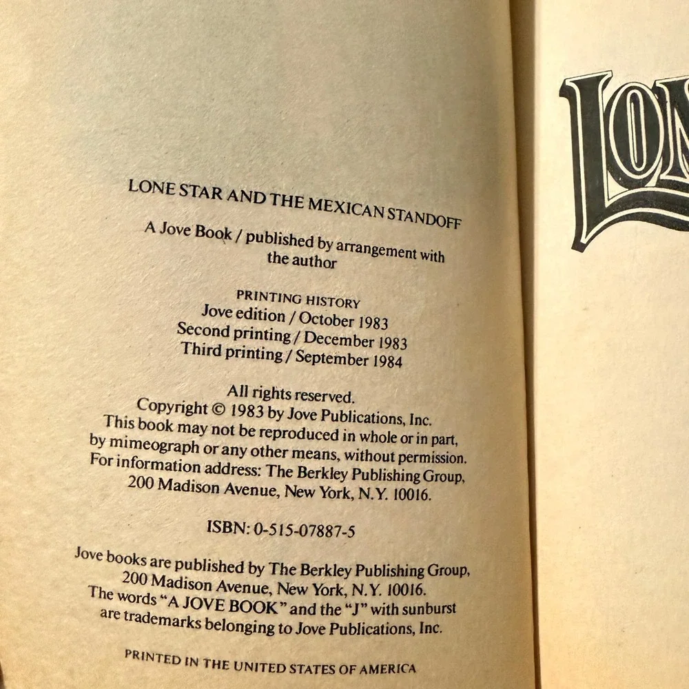 Lone Star Western Paperback Book Lot Wesley Ellis Jove 11-15 Vintage 1983-1984